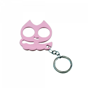 Pink Steel Kitten Keychain